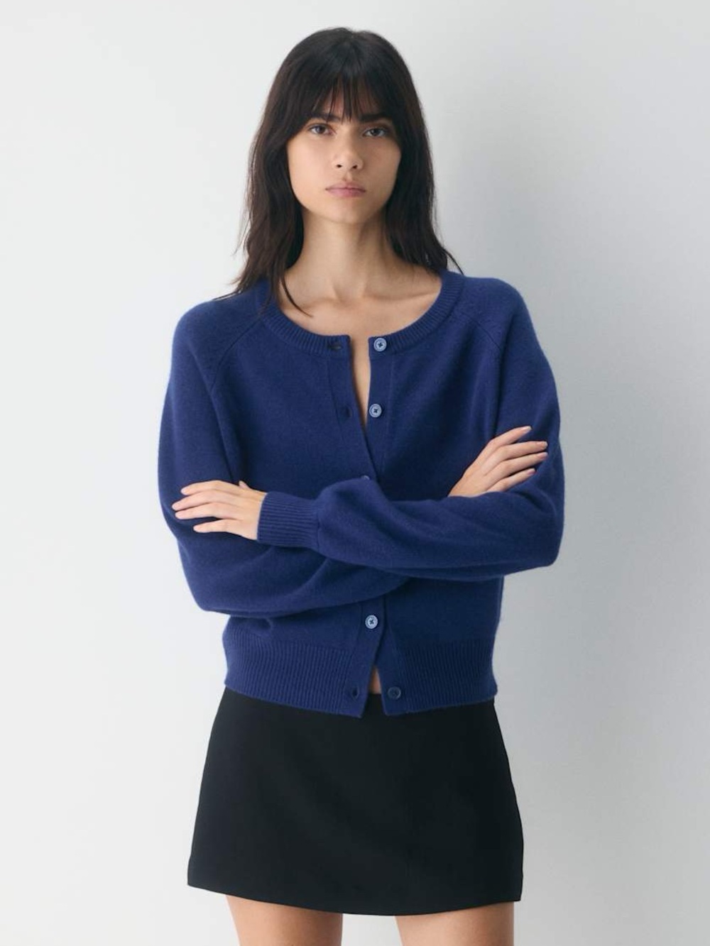 Aritzia Wilfred Essential Wool Cashmere London Cardigan Byron Blue M